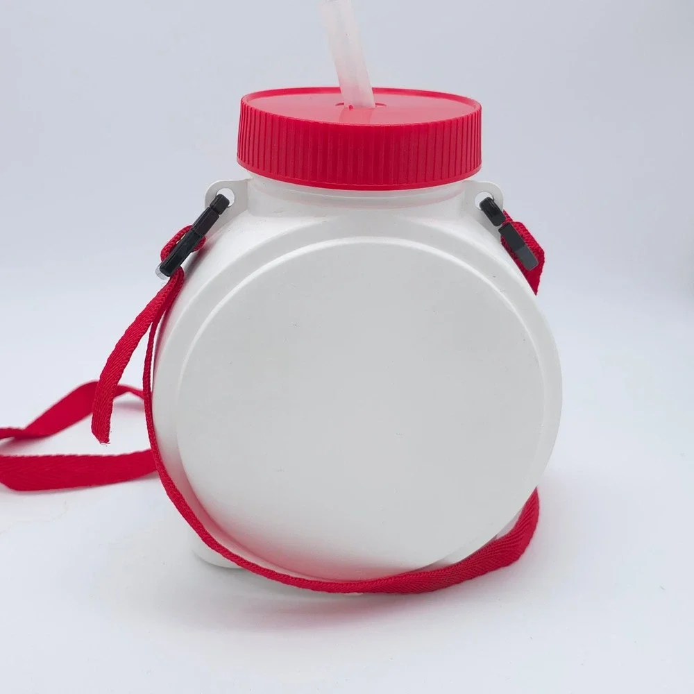 Wendy's Coca-Cola Vintage Canteen Plastic White Red Strap Retro Water Bottle 90s